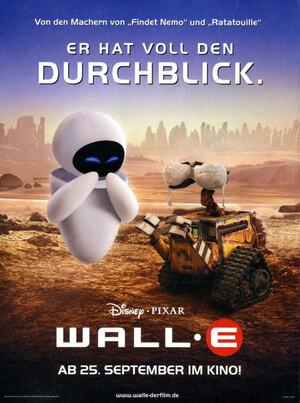 Auf dem Filmplakat sieht man die beiden Roboter Wall-E und Eve. 